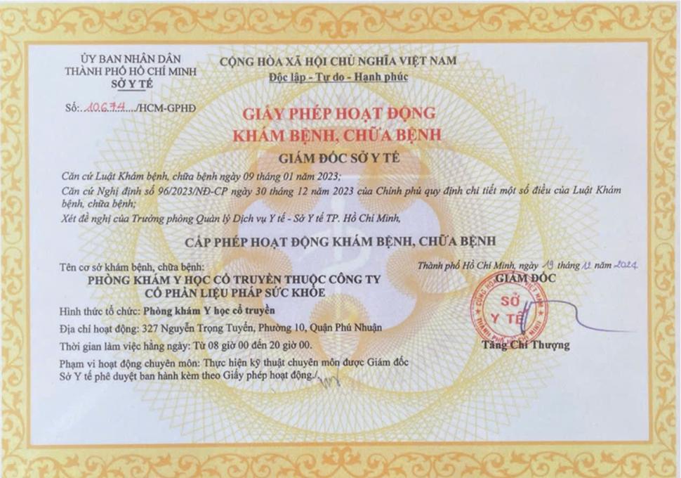 Giấy phép Hoạt động Khám bệnh, Chữa bệnh số 10674/HCM-GPHĐ